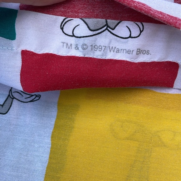 1997 Warner Bros. Bugs Bunny Twin Sized Flat top sheet Vintage Y2K Retro - Picture 3 of 4